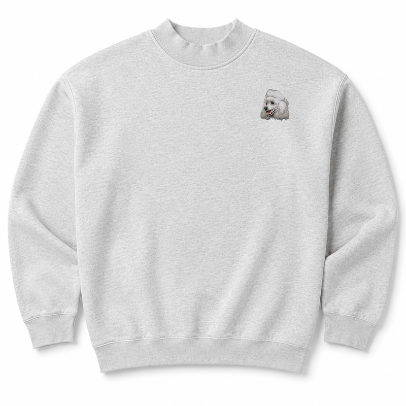 Poodle Embroidered Mock Neck Sweatshirt