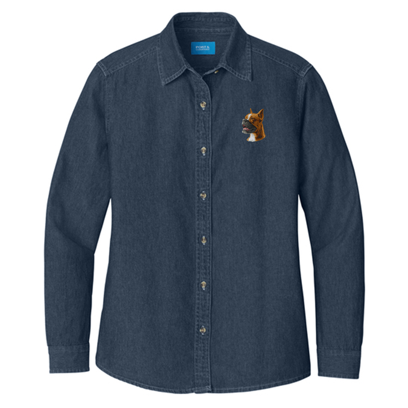 Boxer Embroidered Women's Denim Shirt
