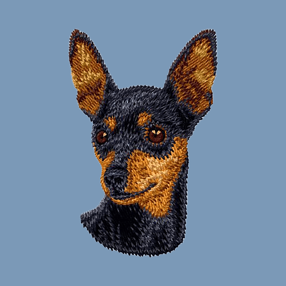 Miniature Pinscher Embroidered Men's Denim Shirt