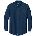 Miniature Pinscher Embroidered Men's Denim Shirt
