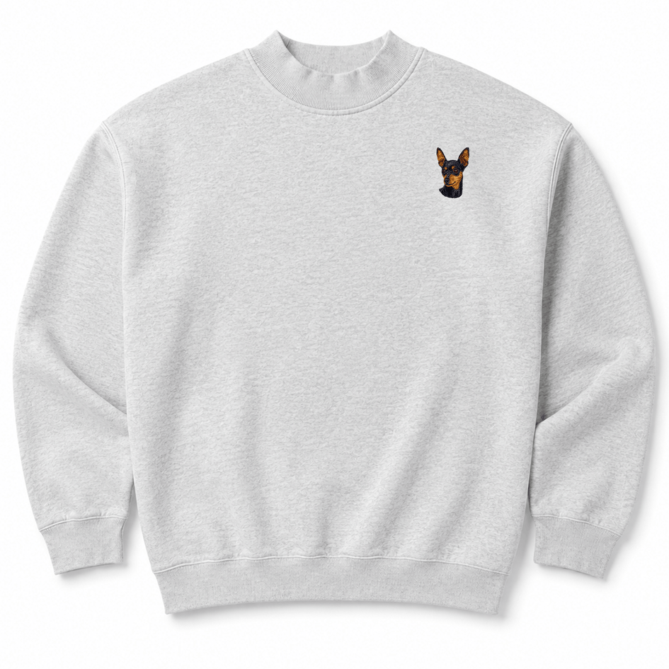 Miniature Pinscher Embroidered Mock Neck Sweatshirt