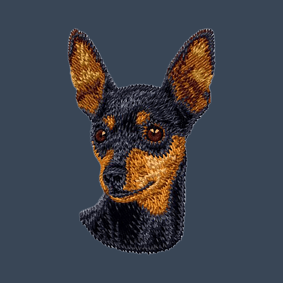 Miniature Pinscher Embroidered Women's Denim Shirt