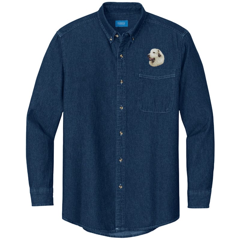 Great Pyrenees Embroidered Men's Denim Shirt