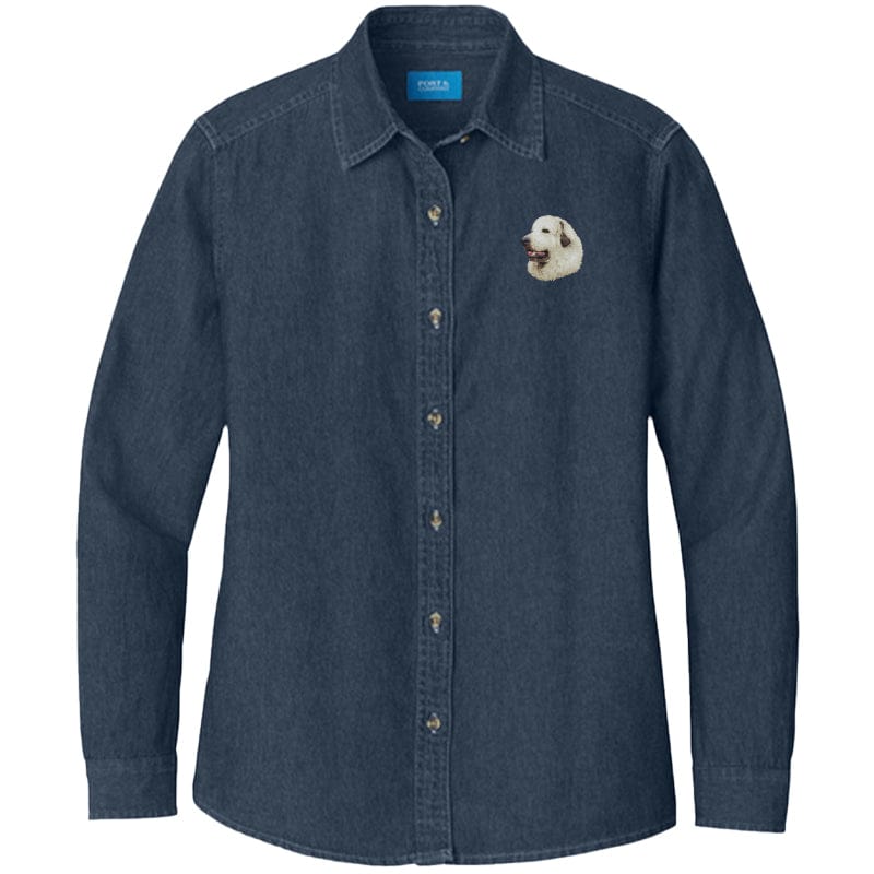 Great Pyrenees Embroidered Women's Denim Shirt