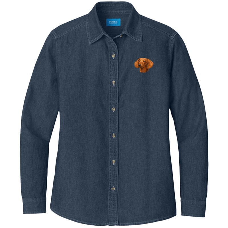 Dachshund Embroidered Women's Denim Shirt | AKC Shop