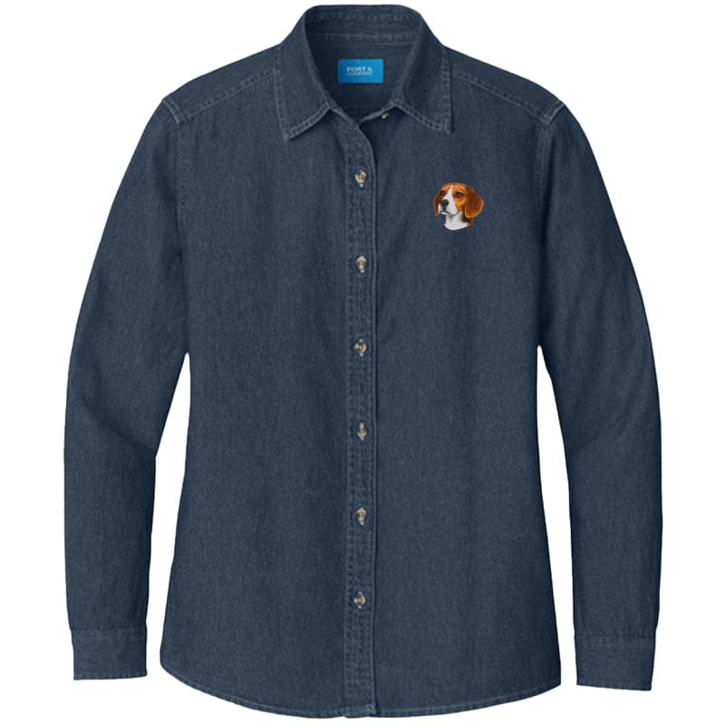 Beagle Embroidered Women's Denim Shirt