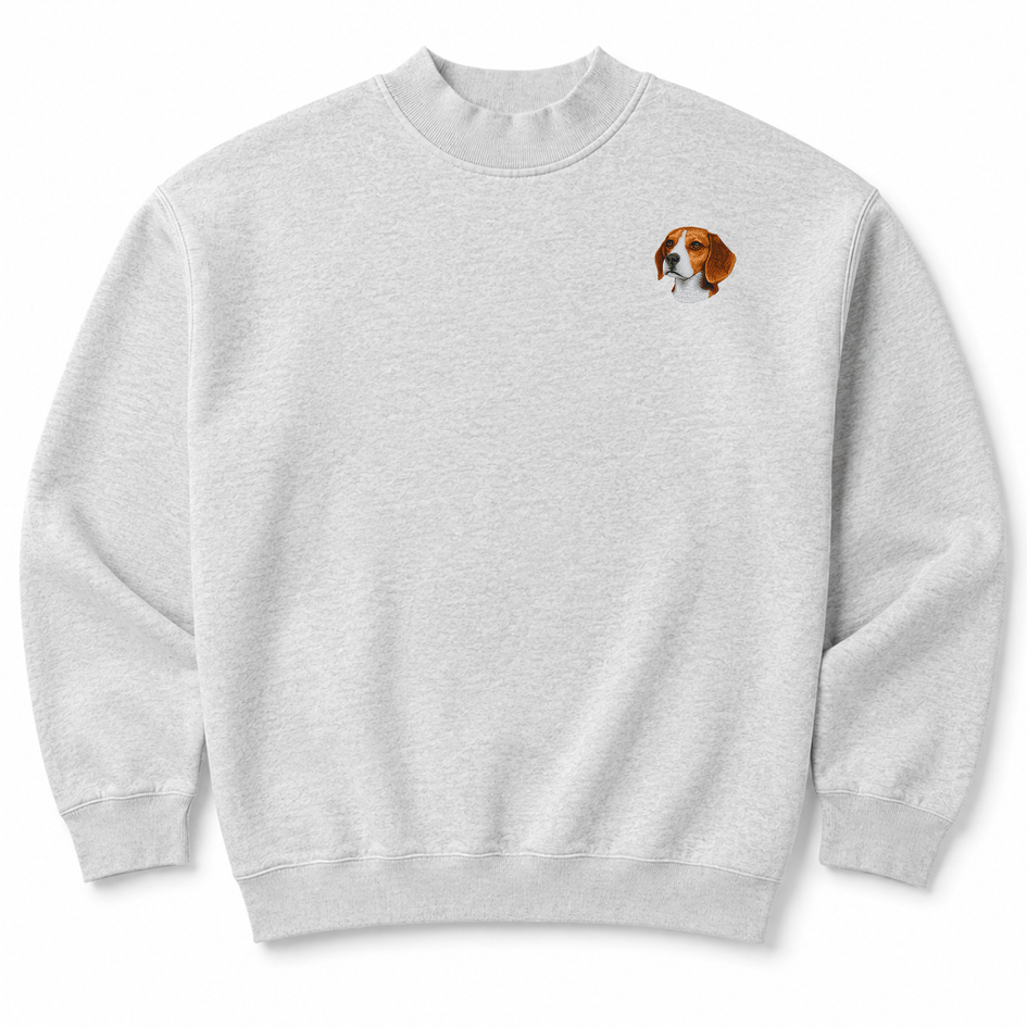 Beagle Embroidered Mock Neck Sweatshirt
