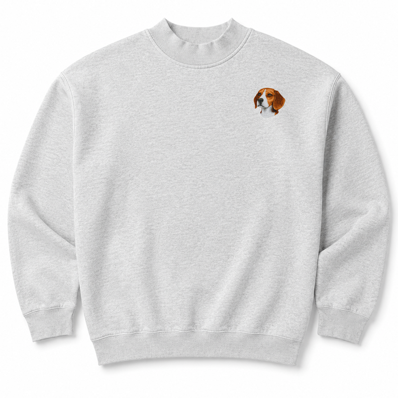 Beagle Embroidered Mock Neck Sweatshirt