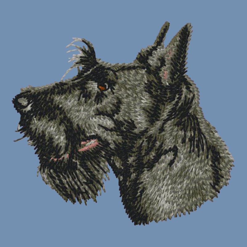 Scottish Terrier Embroidered Men's Denim Shirt