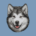 Alaskan Malamute Embroidered Men's Denim Shirt