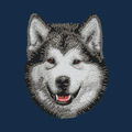 Alaskan Malamute Embroidered Men's Denim Shirt