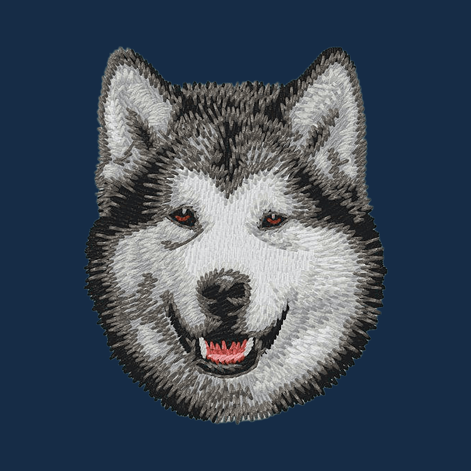 Alaskan Malamute Embroidered Men's Denim Shirt