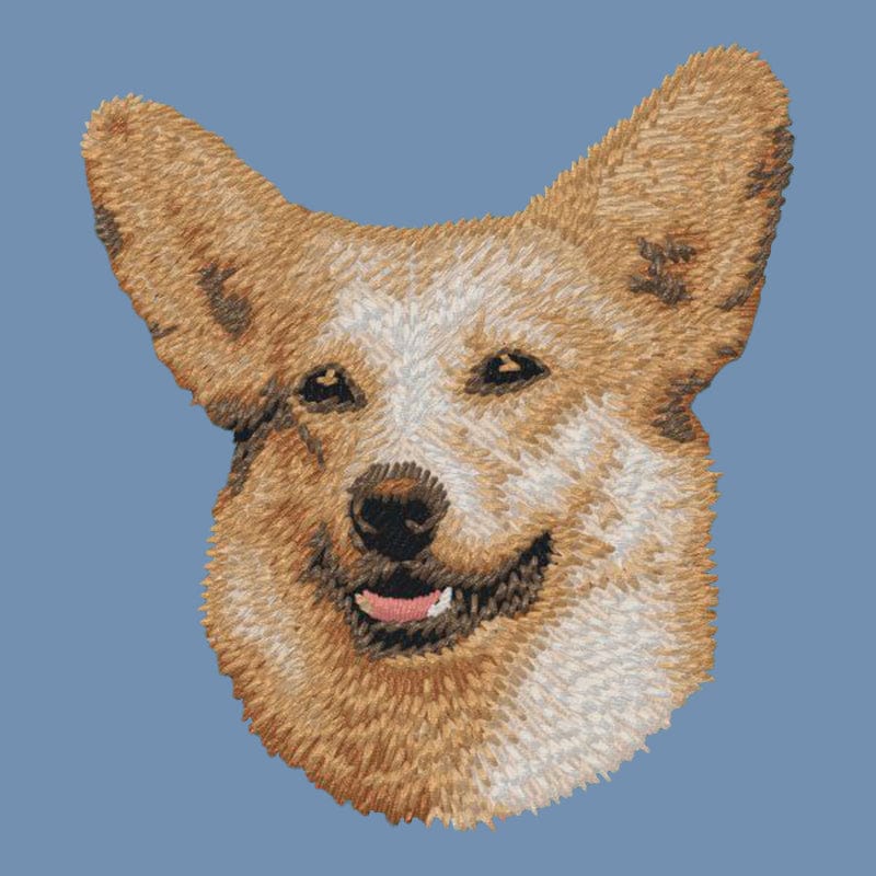 Pembroke Welsh Corgi Embroidered Men's Denim Shirt