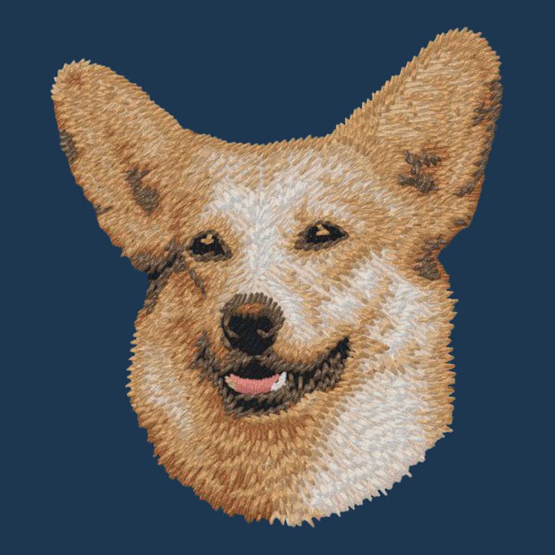 Pembroke Welsh Corgi Embroidered Men's Denim Shirt