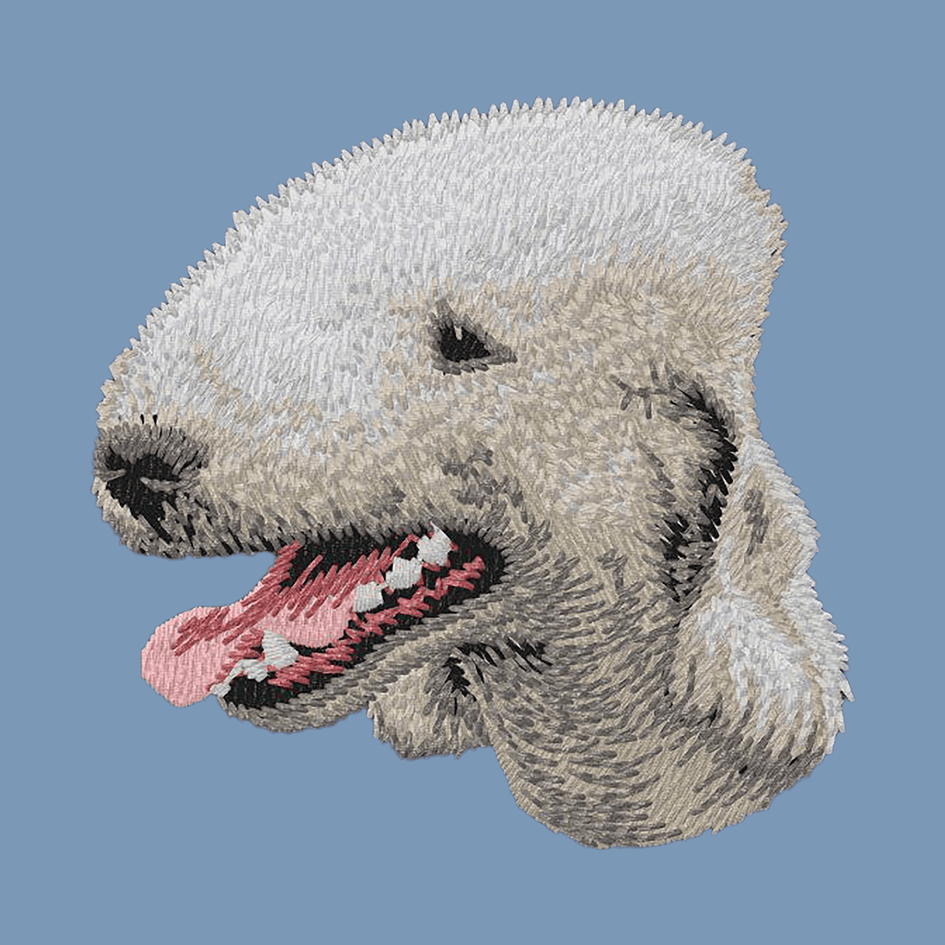 Bedlington Terrier Embroidered Men's Denim Shirt