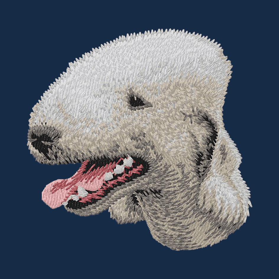 Bedlington Terrier Embroidered Men's Denim Shirt