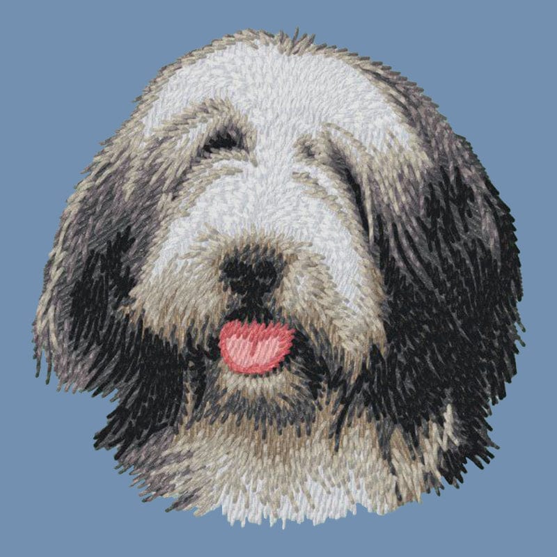 Bearded Collie Embroidered Men's Denim Shirt