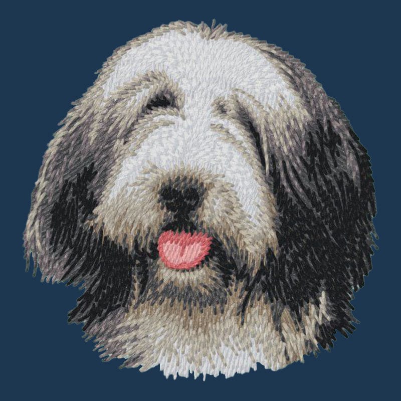 Bearded Collie Embroidered Men's Denim Shirt