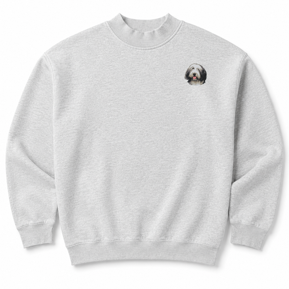 Bearded Collie Embroidered Mock Neck Sweatshirt