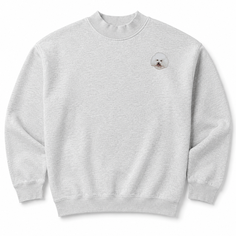 Bichon Frise Embroidered Mock Neck Sweatshirt