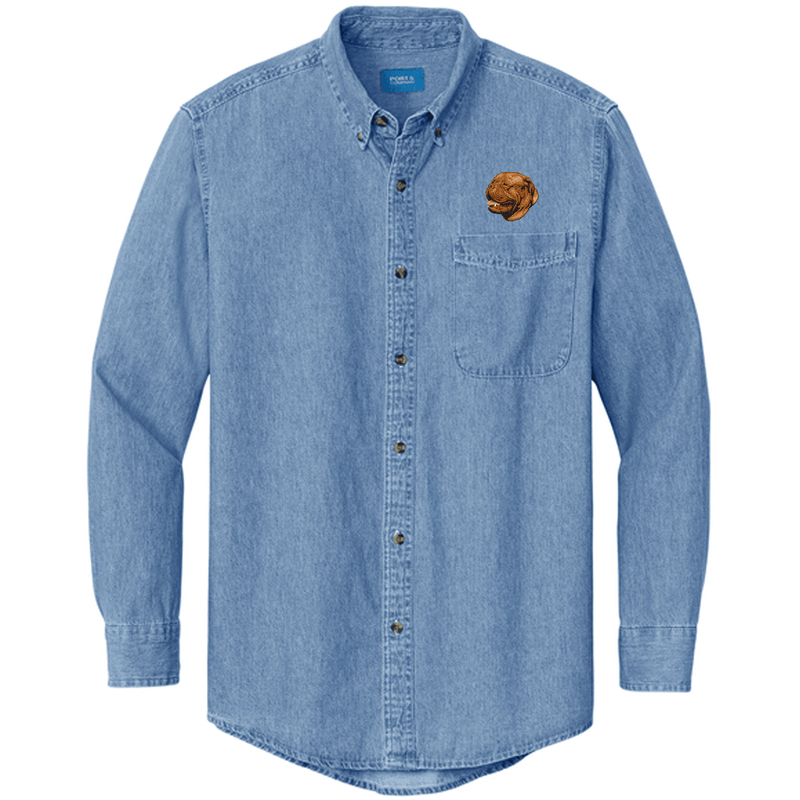 Dogue de Bordeaux Embroidered Men's Denim Shirt