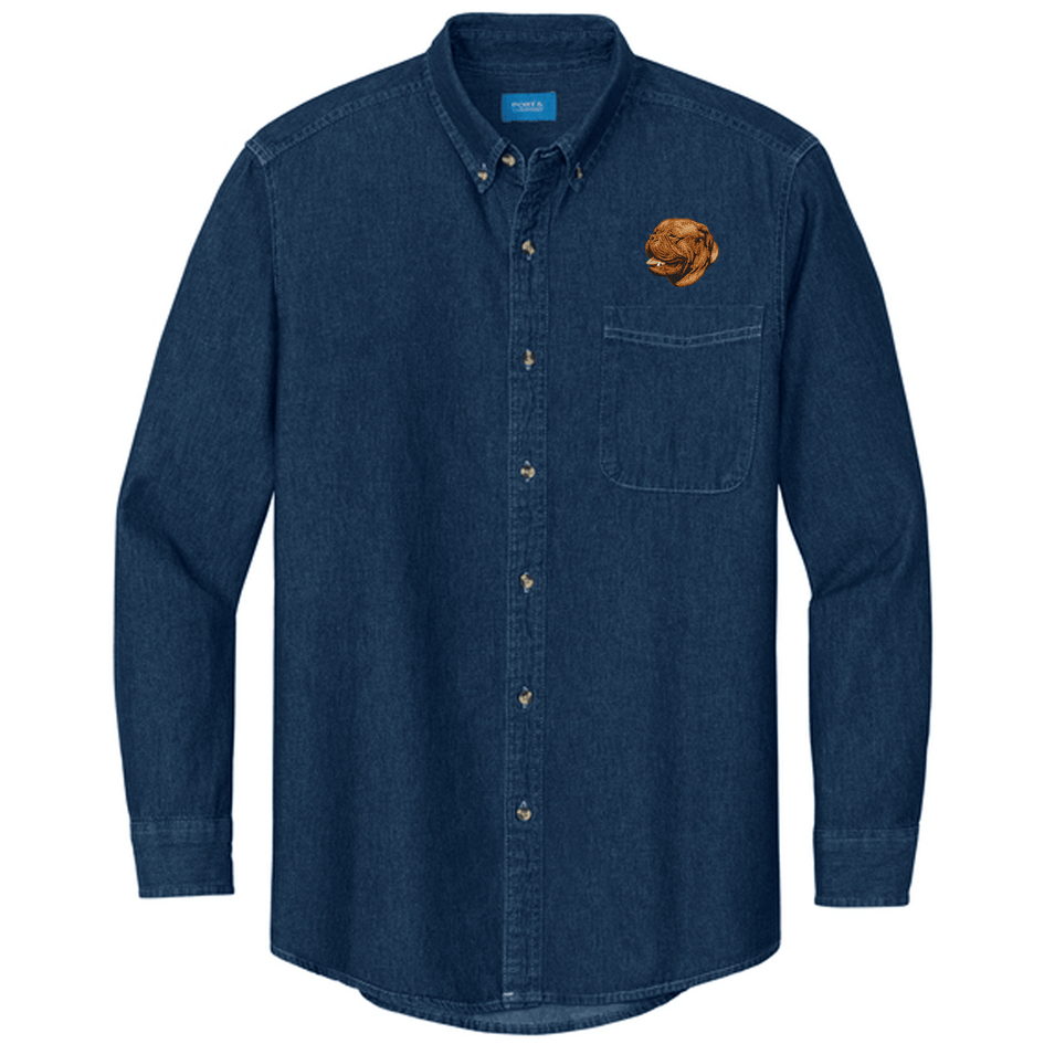 Dogue de Bordeaux Embroidered Men's Denim Shirt