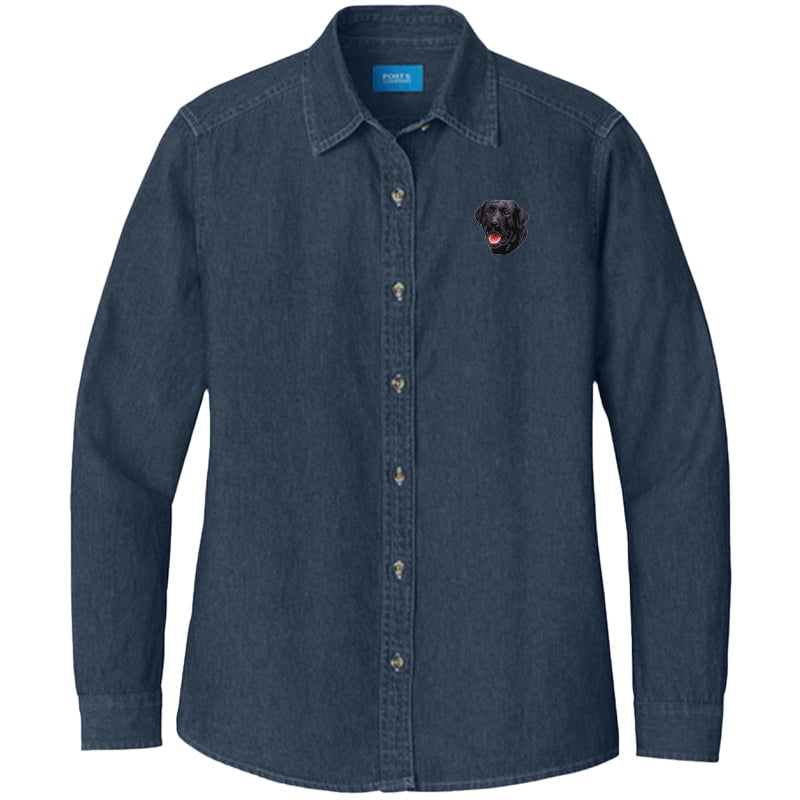 Labrador Retriever Embroidered Women's Denim Shirt