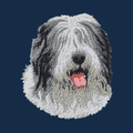 Old English Sheepdog Embroidered Men's Denim Shirt