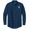 Old English Sheepdog Embroidered Men's Denim Shirt