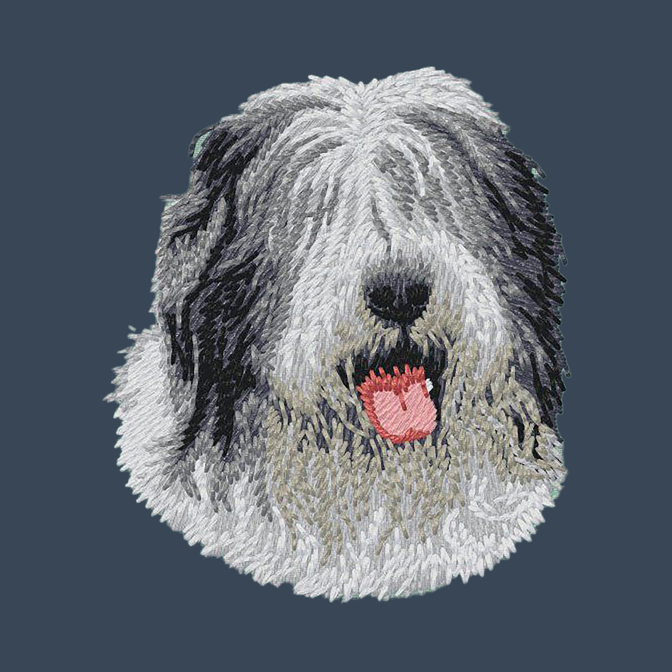 Old English Sheepdog Embroidered Women's Denim Shirt