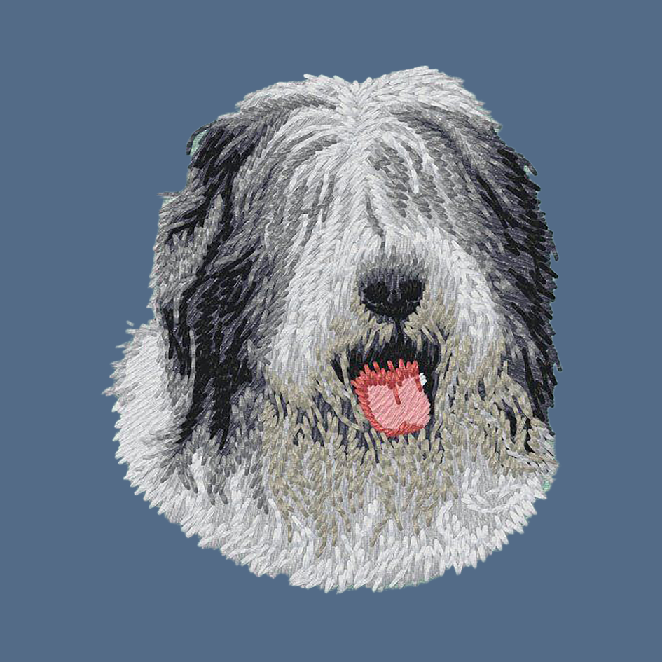 Old English Sheepdog Embroidered Women's Denim Shirt