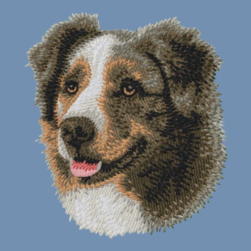 Australian Shepherd Embroidered Men's Denim Shirt