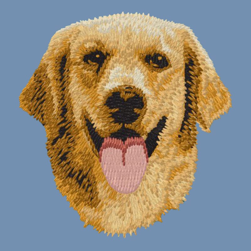 Golden Retriever Embroidered Men's Denim Shirt