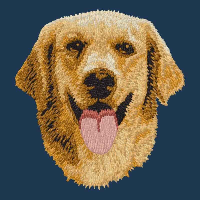 Golden Retriever Embroidered Men's Denim Shirt