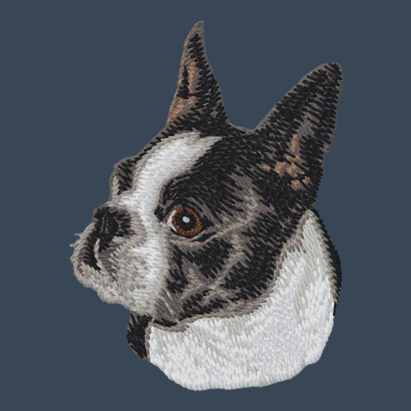 Boston Terrier Embroidered Women's Denim Shirt