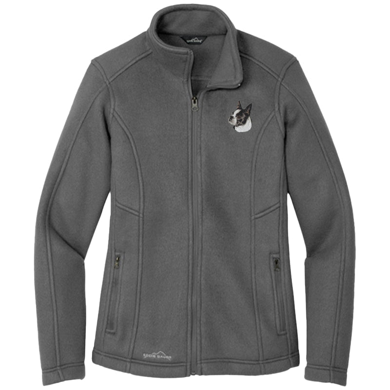 Boston Terrier Embroidered Women's Fleece Jacket