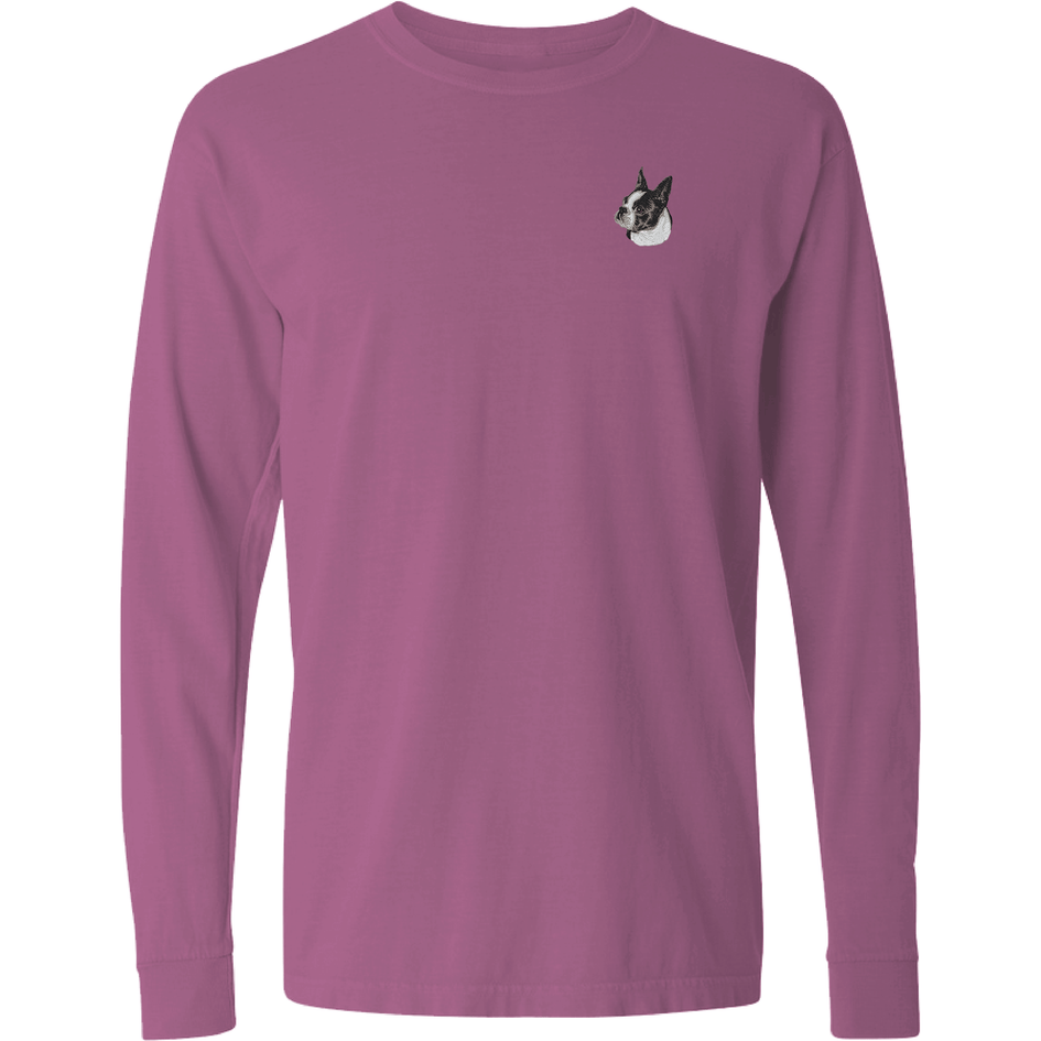 Boston Terrier Embroidered Classic Long Sleeve Shirt