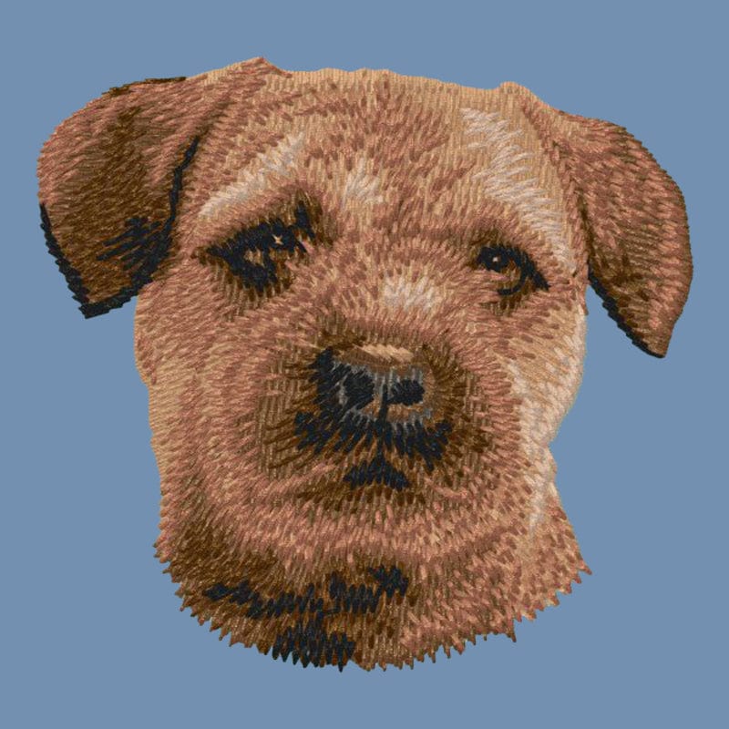 Border Terrier Embroidered Men's Denim Shirt