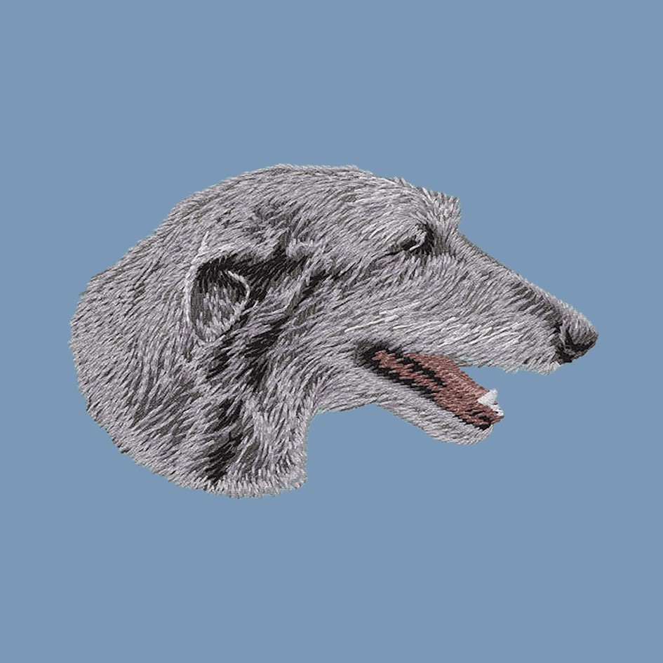 Scottish Deerhound Embroidered Men's Denim Shirt