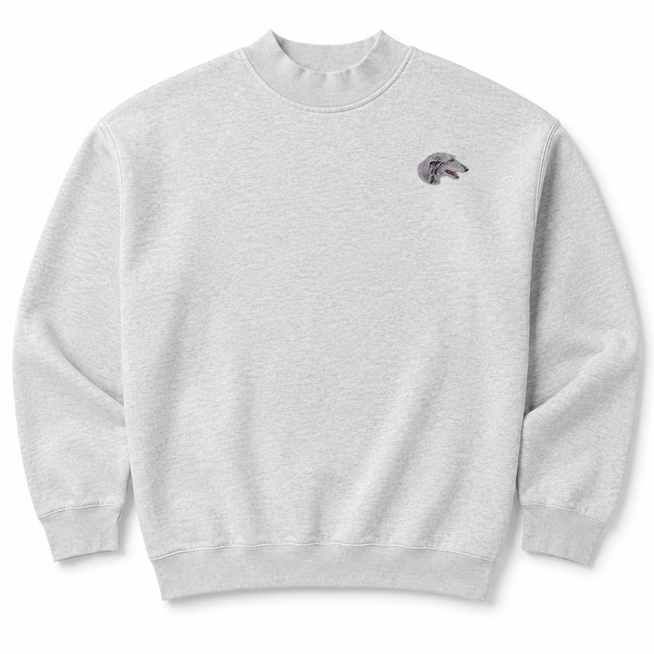 Scottish Deerhound Embroidered Mock Neck Sweatshirt