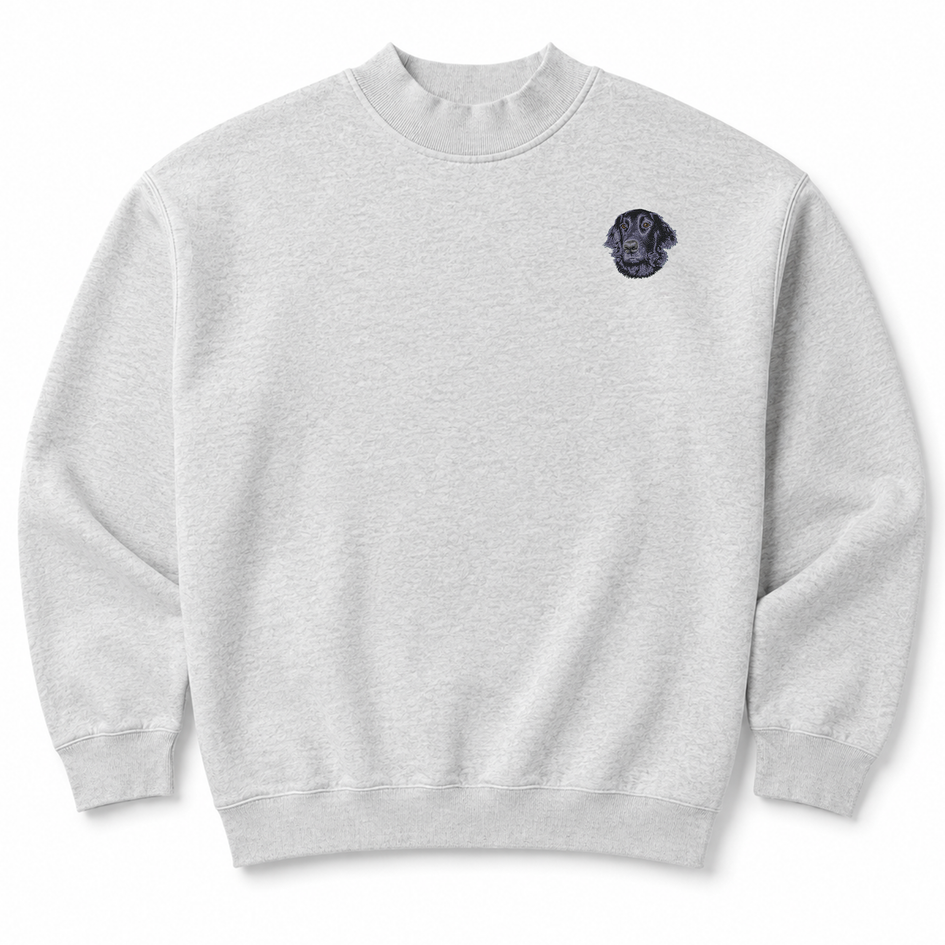 Flat-Coated Retriever Embroidered Mock Neck Sweatshirt