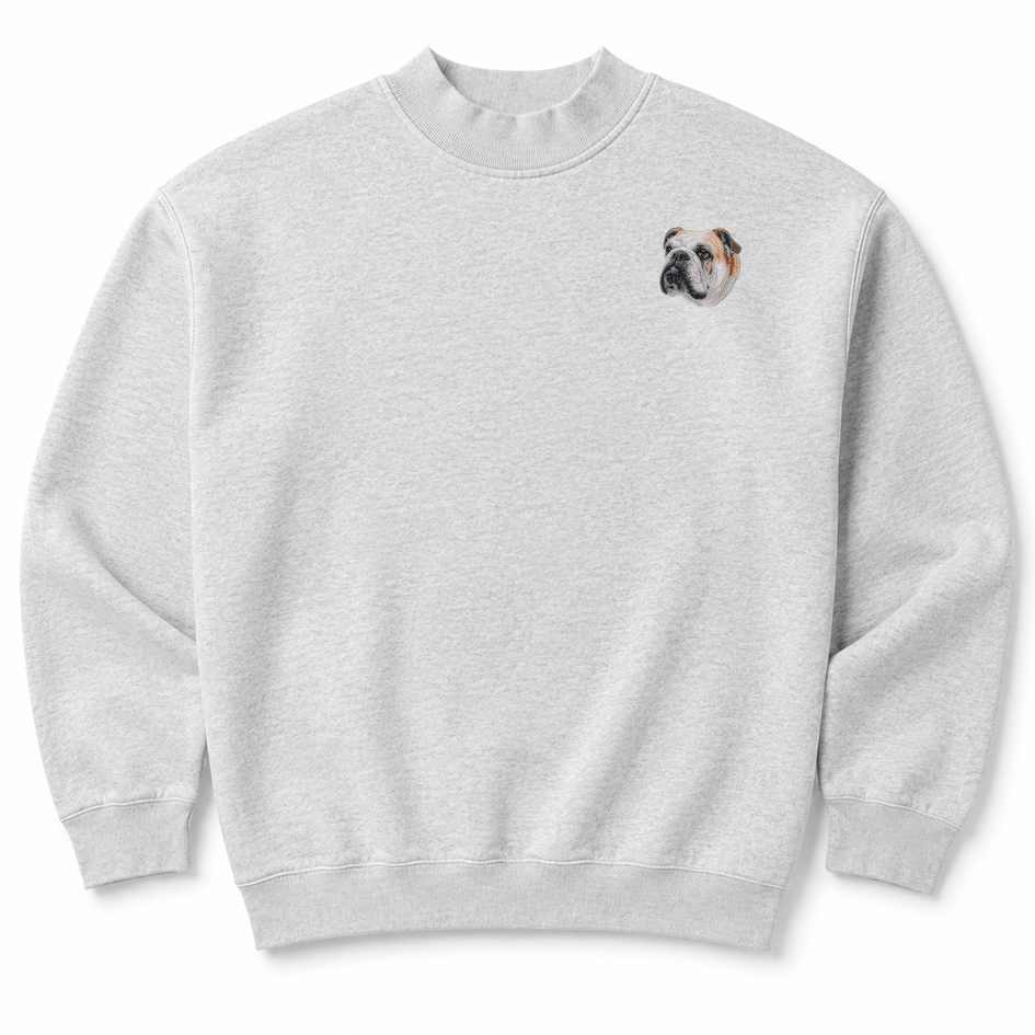 Bulldog Embroidered Mock Neck Sweatshirt