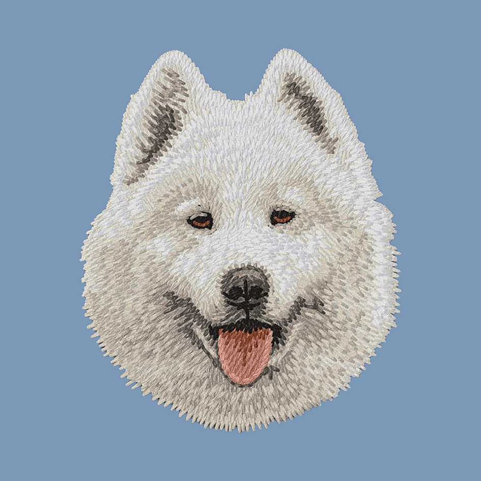 Samoyed Embroidered Men's Denim Shirt