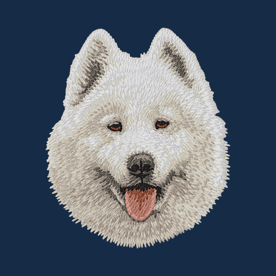 Samoyed Embroidered Men's Denim Shirt