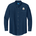 Samoyed Embroidered Men's Denim Shirt