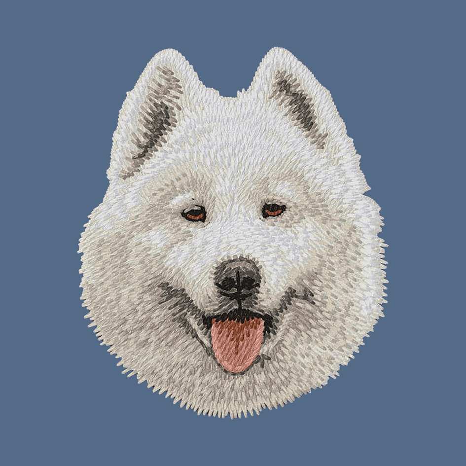 Samoyed Embroidered Women's Denim Shirt