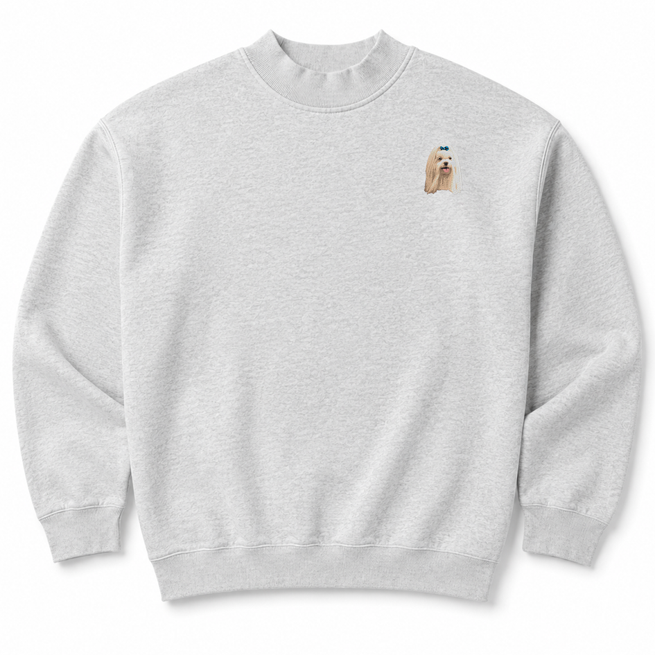Maltese Embroidered Mock Neck Sweatshirt