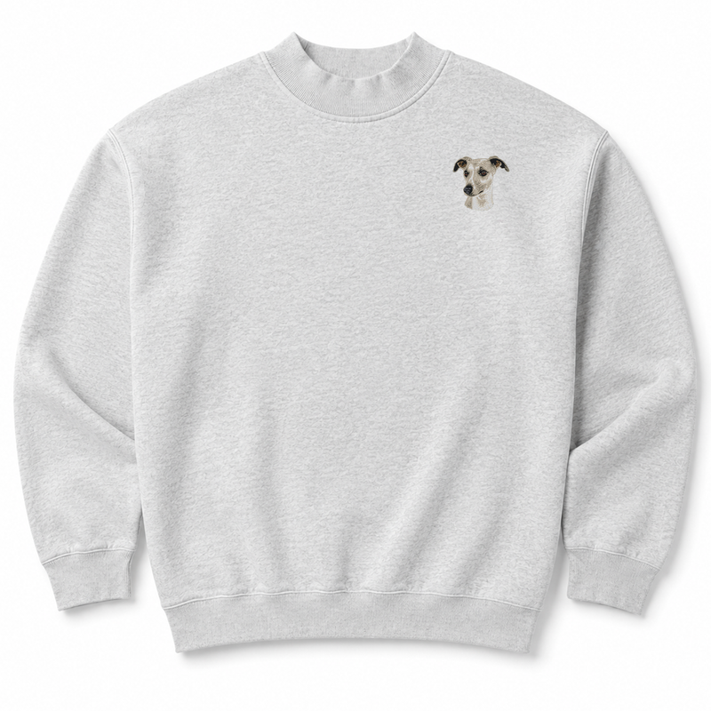 Whippet Embroidered Mock Neck Sweatshirt