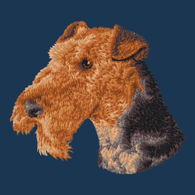 Airedale Terrier Embroidered Men's Denim Shirt