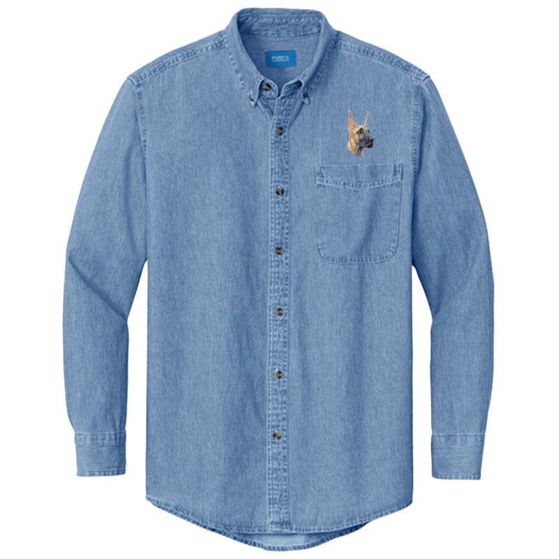 Great Dane Embroidered Men's Denim Shirt
